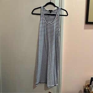 J Crew Racerback T-Shirt Dress - Size Large Blue & White Stripe